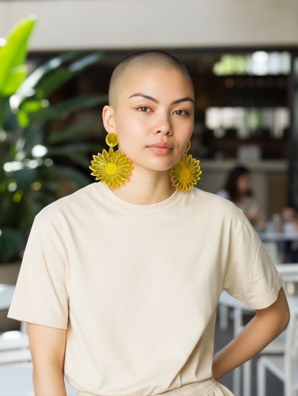 Sunflower Mirror Acrylic Statement Earrings